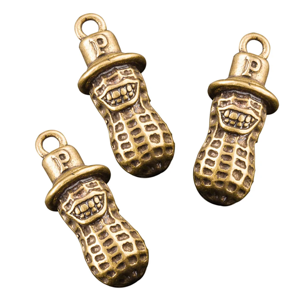 

3 Pcs Car Peanut Keychain for Boyfriend Jewelry Findings Charms Brass Shape Pendant