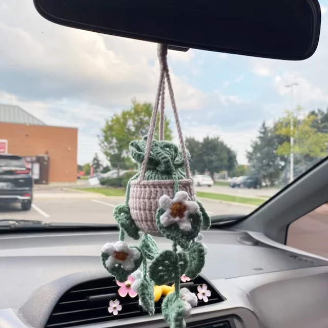 Häkeln Gänseblümchen Pflanze handgemachte Auto hängen