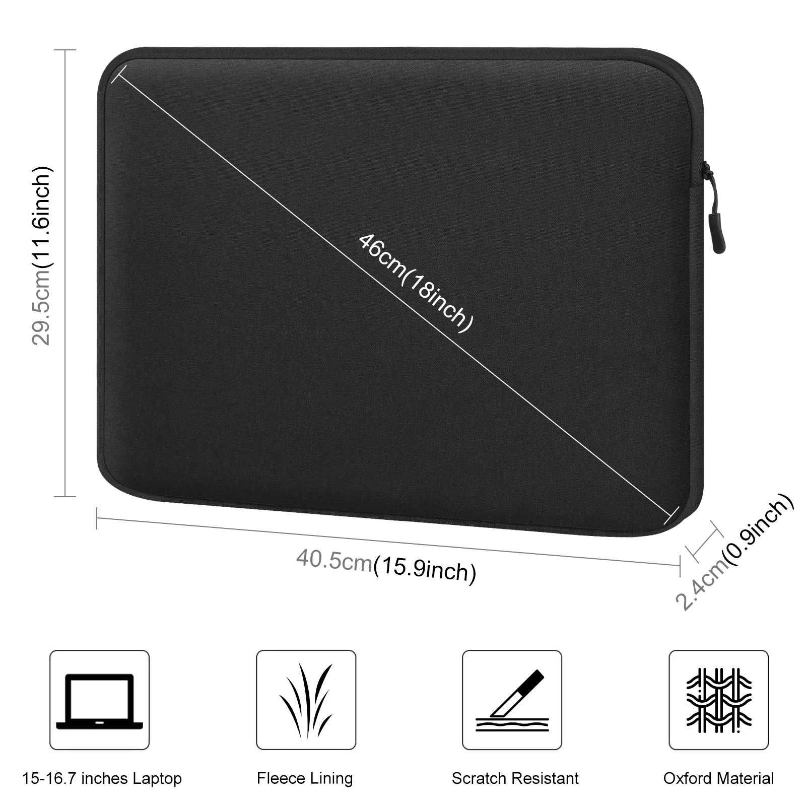 Laptop Sleeve Case - 16 inch Zipper Briefcase for 15-167 inch Laptops