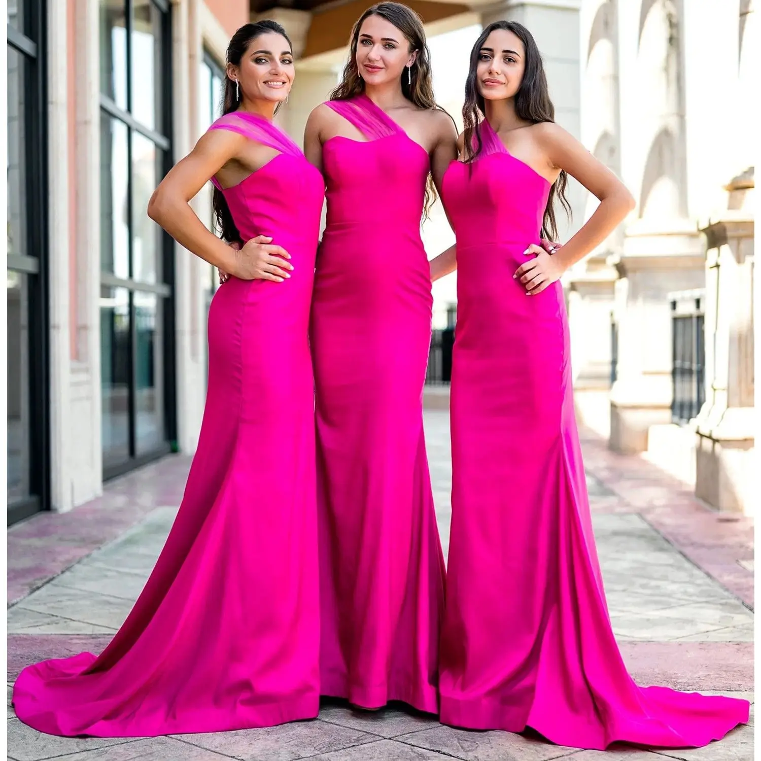 

African Mermaid Bridesmaid Dresses One Shoulder Satin Maid of Honor Gowns Floor Length Wedding Guest New Party Robe Vestido