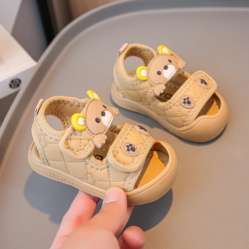 Simple Cute Newborn Baby Toddler Sandals Cartoon Bear Casual Children Sandal Boy Girl Baby Soft Comfortable Kick Resistant Shoes