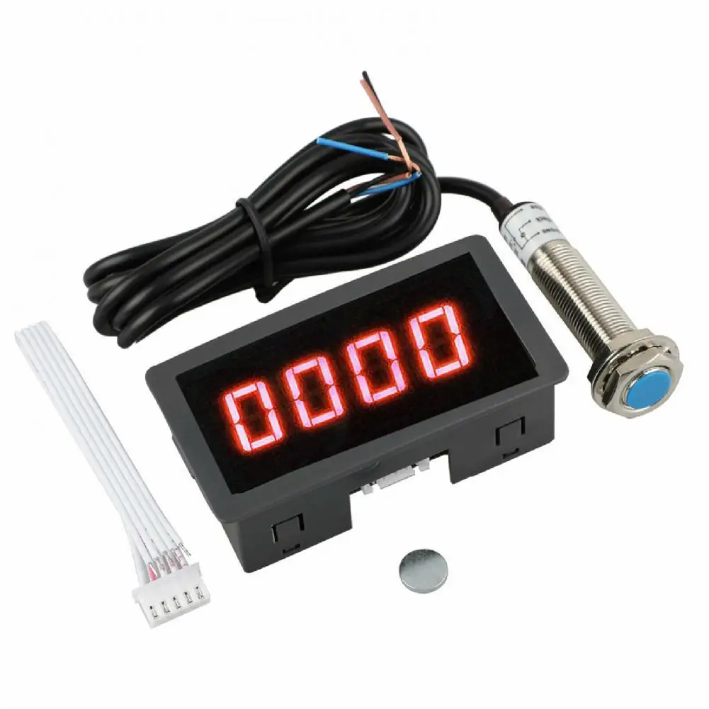 

Universal Car Tachometer Sturdy 4 Digital LED Display Tachometer Anti-scratch Dustproof RPM Speed Meter for Ships
