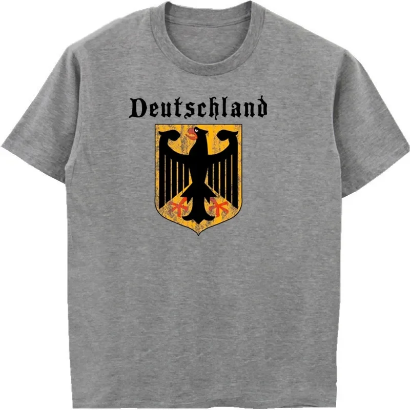 독일 독수리 축구 티셔츠 남성용, 면 O-넥 반팔 셔츠, 독일 국기 크레스트 상의