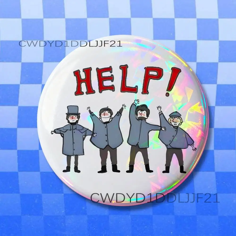The B-Beatles Band HELP Vintage Anime-Brosche, kreatives Abzeichen für Hut- und Taschendekoration, Fans sammeln Geschenke – Detail 14