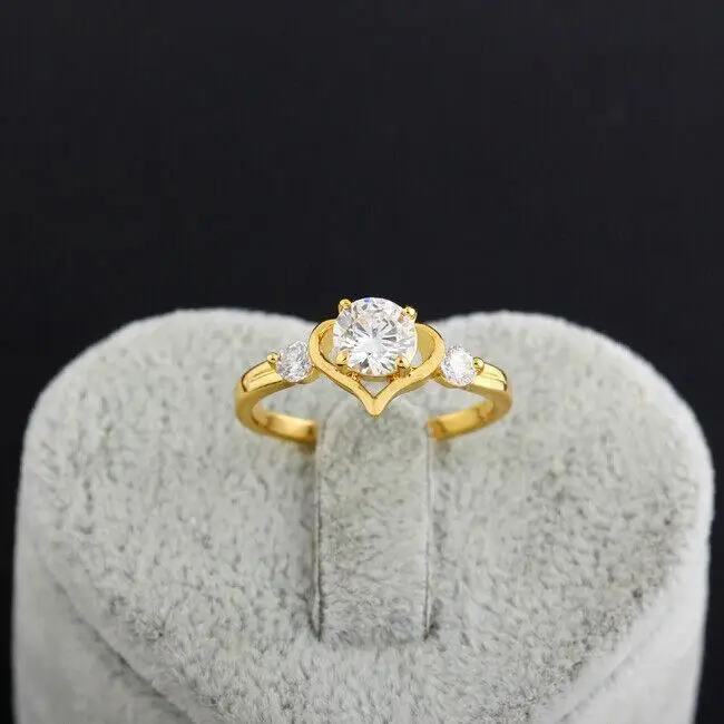 Bague coeur remplie d'or 18 carats, bijoux fantaisie, meilleur cadeau, taille 7