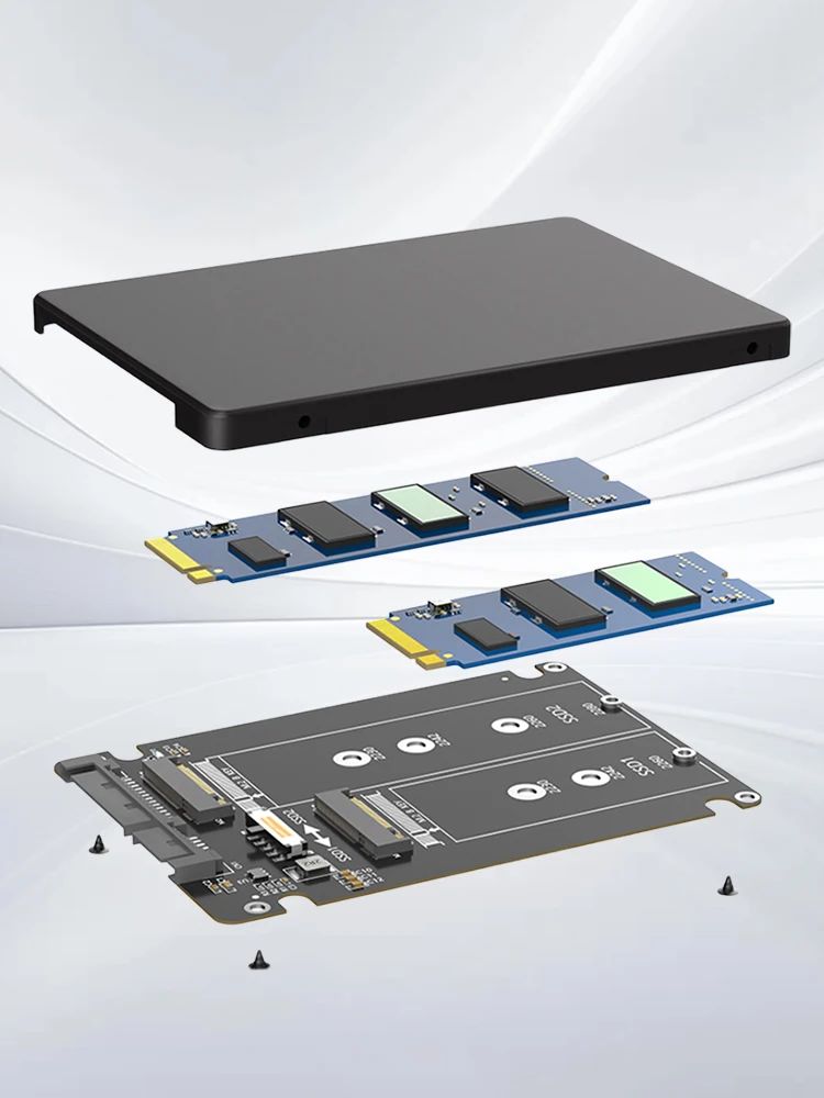 Dual M.2 B Key NGFF SSD To 2.5 SATA III Adapter HDD Disk Drive Enclosure 6Gbps SSD Case Driver-free Dual NGFF B Key M.2 SSD Card