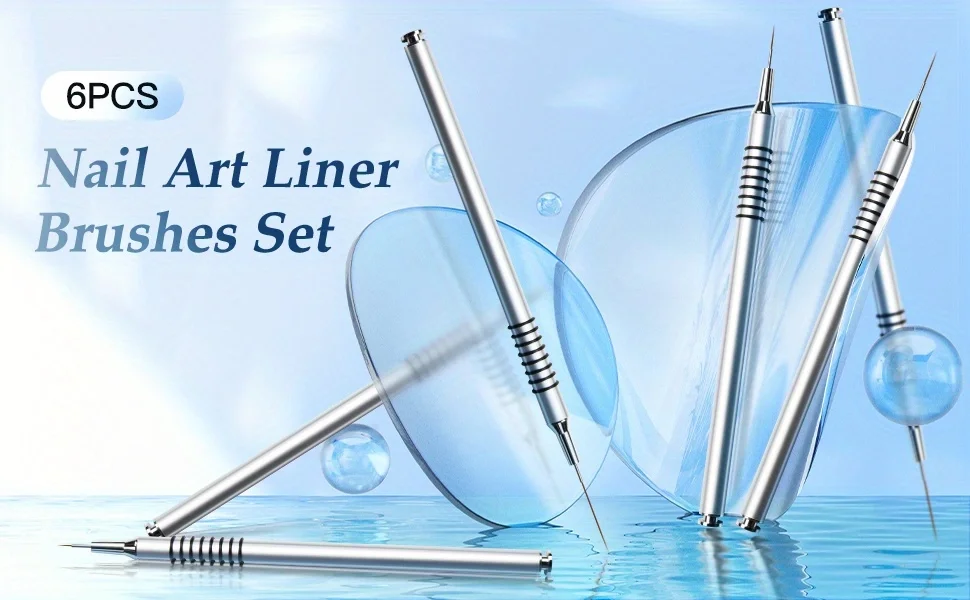 6pcs Nail Art Liner Brushes Set Nail Art Design Brush Striping Thin Long Lines Dotting Drawing Pen UV Gel Polish Painting Brush