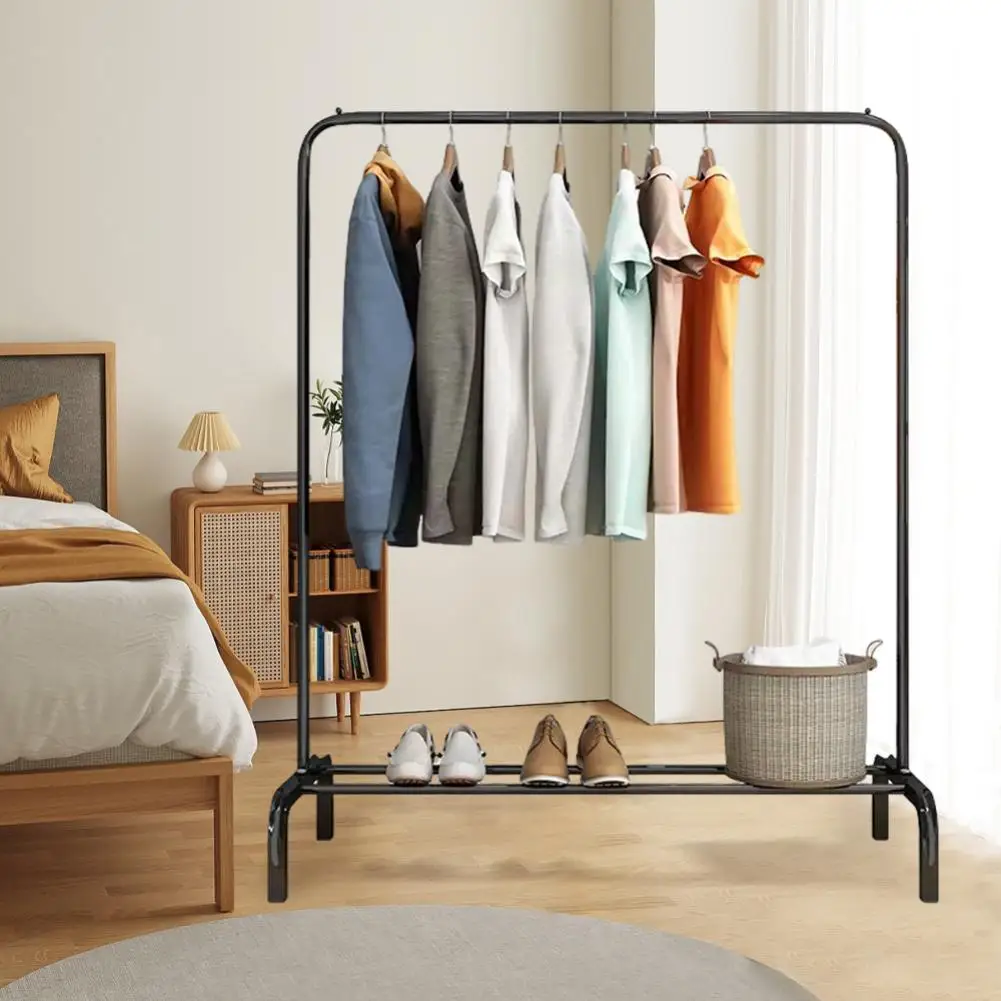 1 Set Iron Clothes Drying Rack Non-Slip Freestanding Drying Rack Long Lifespan Heavy-Duty Garment Storage Rack for Household 1