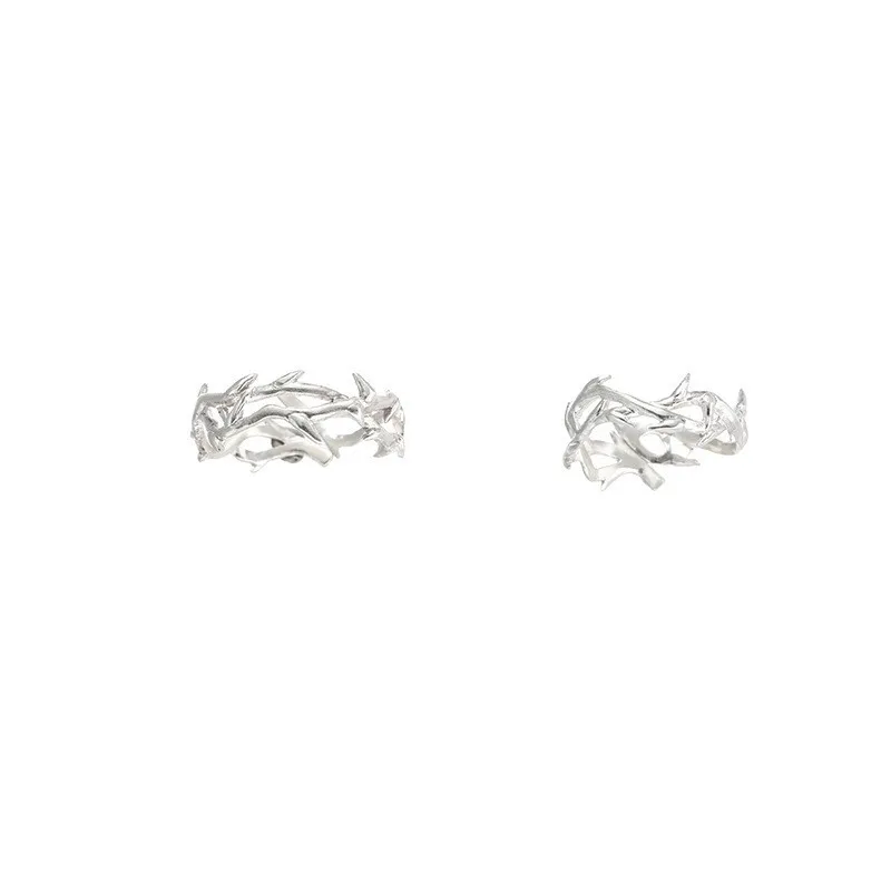 Edgy Irregular Couple Rings - Retro Hip-Hop Style Adjustable Jewelry