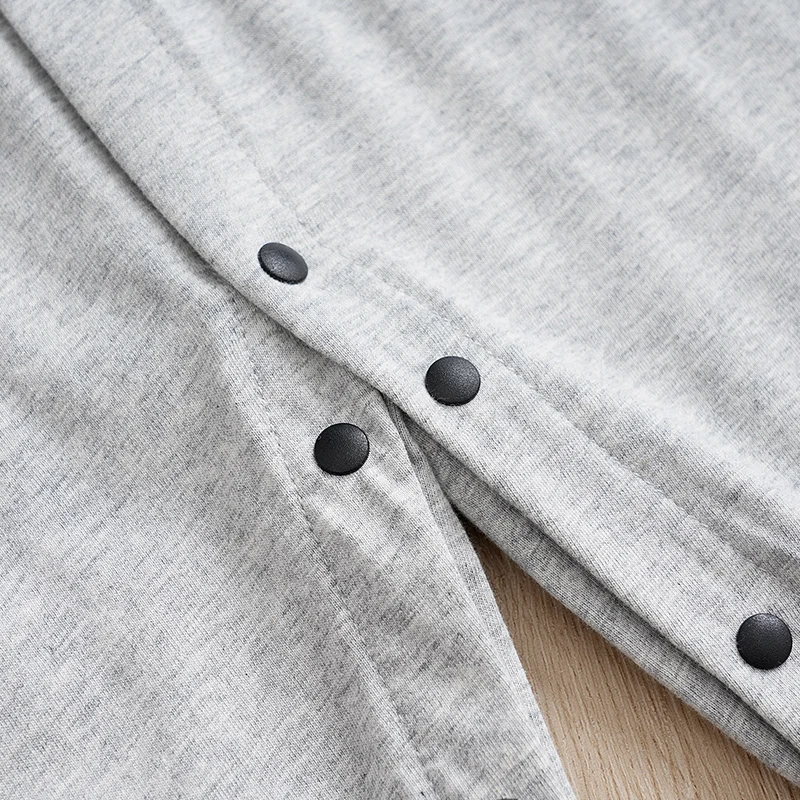 Newborn Baby Cotton Baseball Jumpsuit Pajamas - Gray