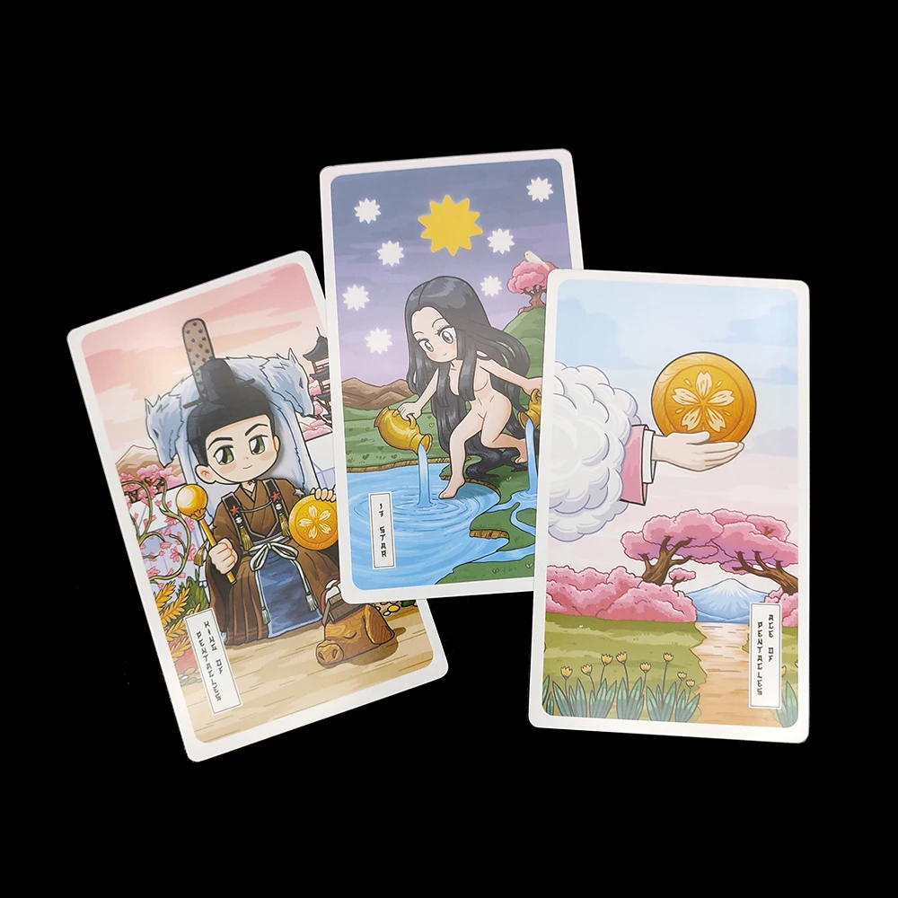 12CMX7CM The Sakura Spring Divination Tarot V2 with Guidebook where Japanese traditional characters come to life in a playful 6