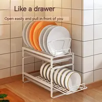 Dish Drain Shelf Stackable Drawer Bowls and Plates Organizer Rack Countertops Drain Shelf Cabinets Sink Cutlery Storage Shelf 3
