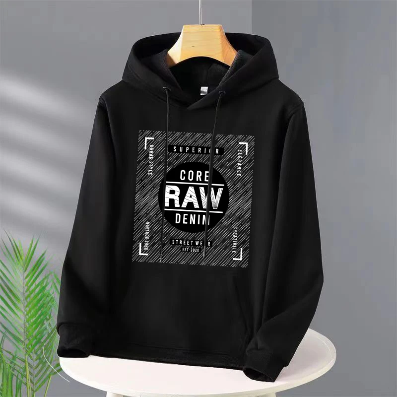 

Hot Sale Letter Core raw denim Print Hoody For Women Warm Oversize Sweatshirt Casual Street Hip Hop Clothes Female