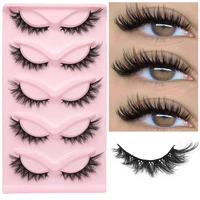 GROINNEYA Cat eye Eyelashes 3D Natural False Lashes Fluffy Soft Cross 5 pairs Manga Lashes Wispy Natural Eyelash Extension Makeu 1