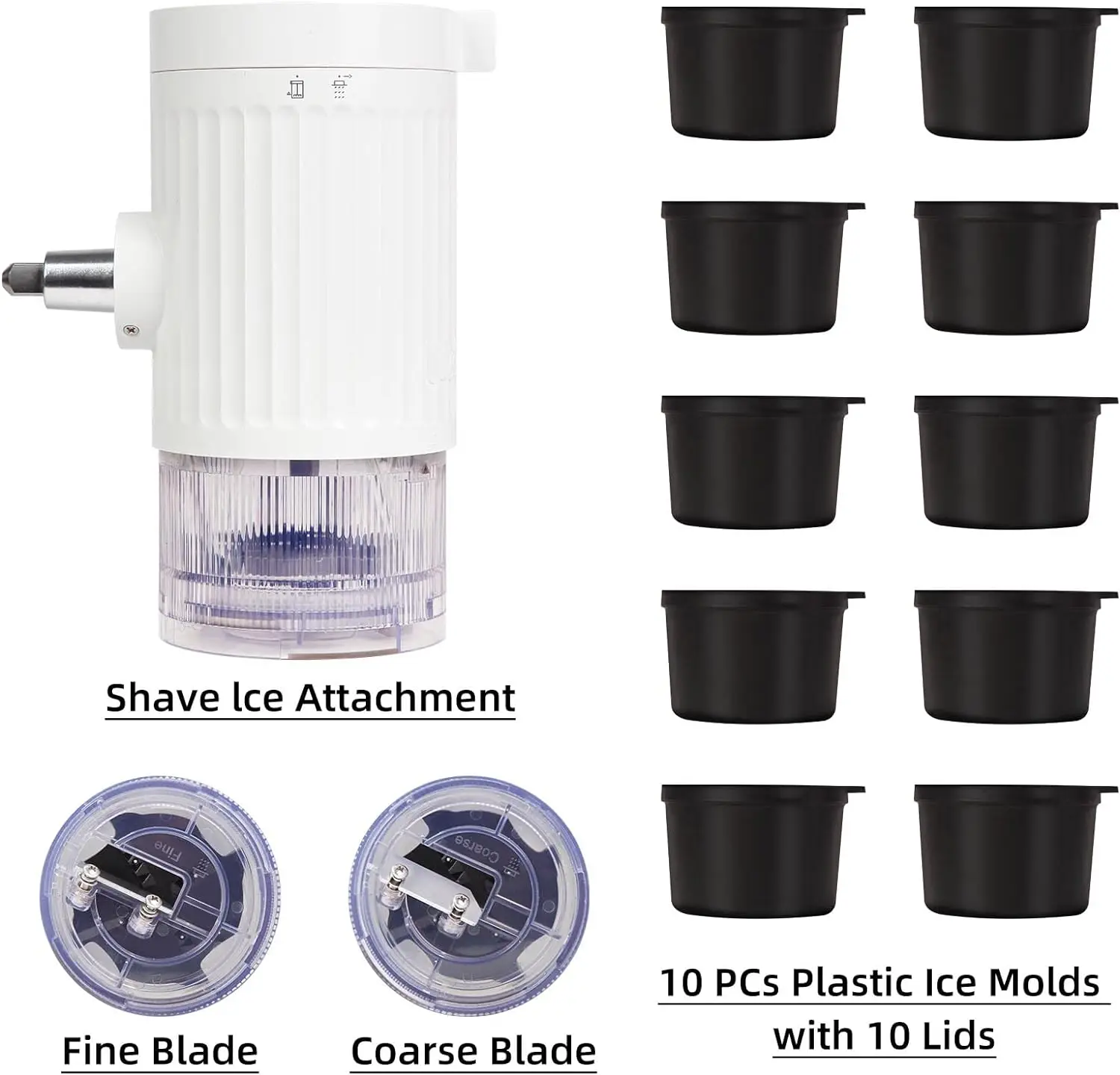 

Ice Attachment for KitchenAid Stand Mixer,Shaved Ice and Snow Cone Attachment for KitchenAid Stand Mixer, White（10pcs Ice Mold