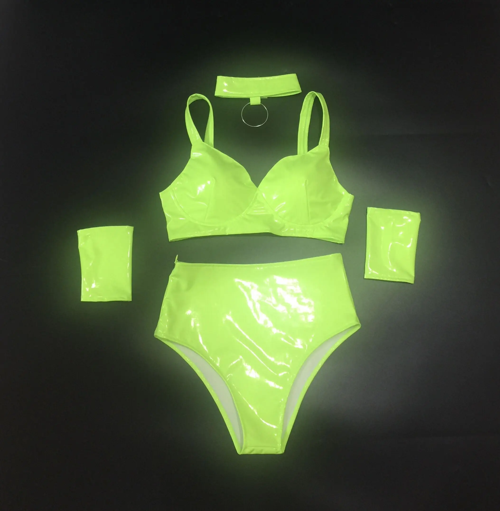 

Nigtclub Bar Pub Dj Costume Silver Bikini Women Pole Dance Clothing High Waist Shorts Gogo Lead Dancer Stage Show Outfit VDB3182