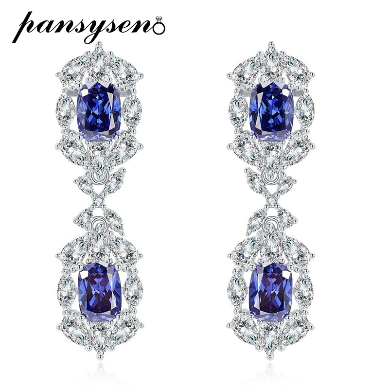 

Женские серьги-подвески из серебра 100% пробы, с танзанитом 925 карата