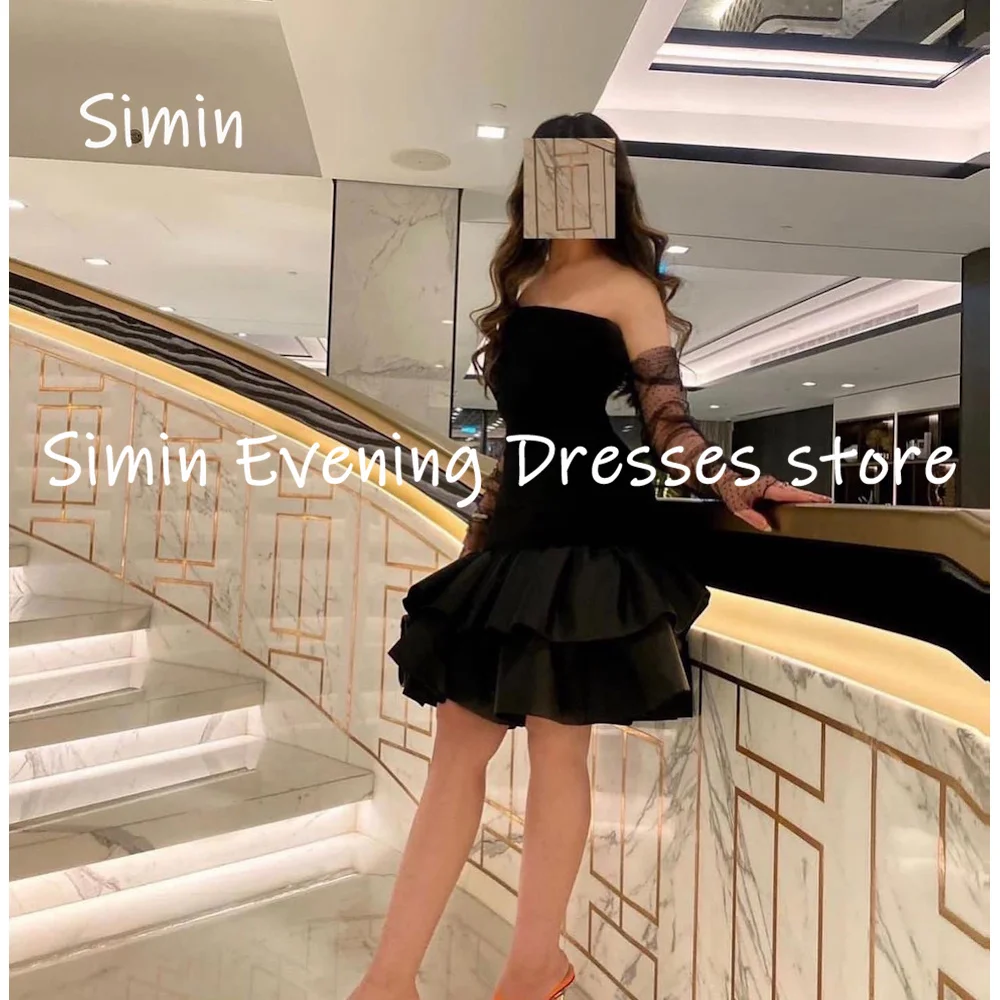 

Simin Satin A-line Strapless Short Populer Formal Prom Gown Ruffle Knee-length Evening Elegant Party dresses for women 2023