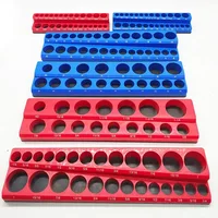 Red Magnetic Sockets Storage Rack 1/4In 3/8In 1/2In Plastic Socket Display Holder Kit Professional Metric British Tool Organizer 1