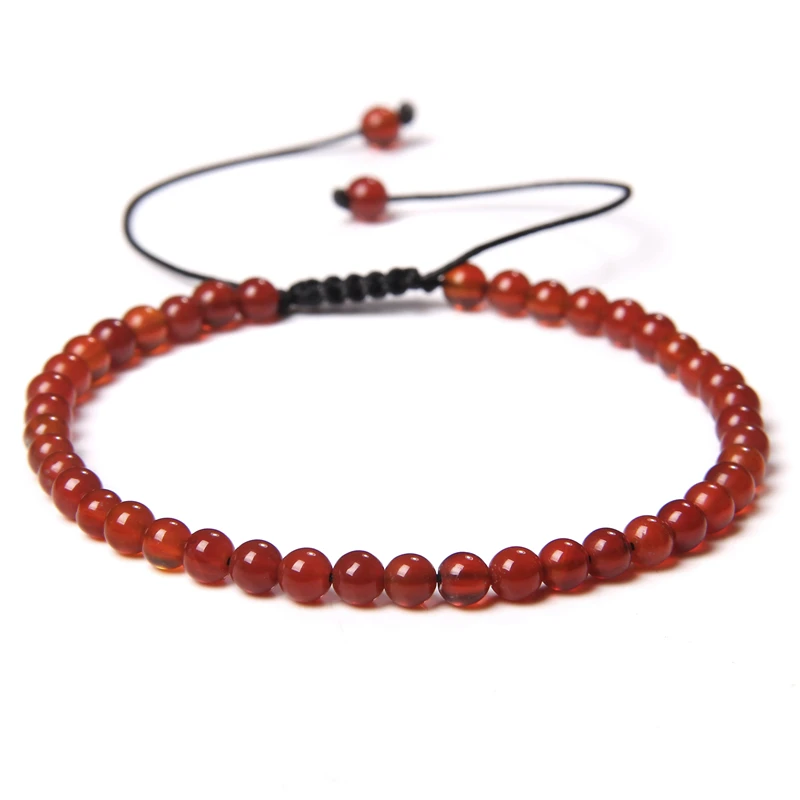 Bracciale In Pietre Naturali 4mm Con Perle D'Oro – Fatto A Mano Regolabile (Varie Pietre) - 2