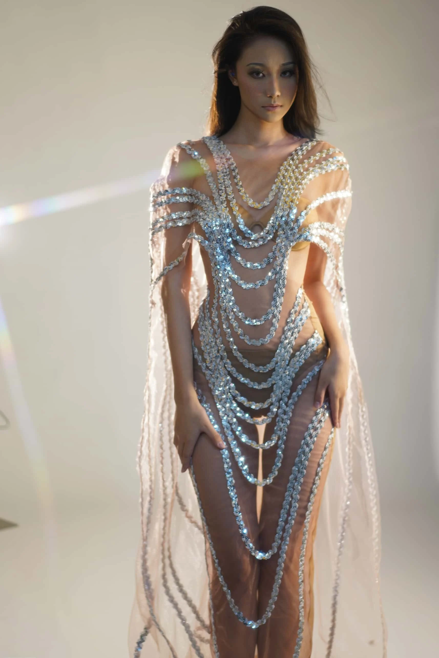 green emerald velvet dress Starry Eyes Lace-Up Back Sequin Maxi Dress Silver Selfie Leslie