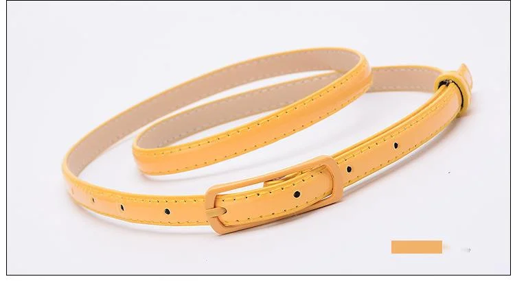 Thin Belt For Women Patent Leather Candy Colour Fashion Design_voghion.com