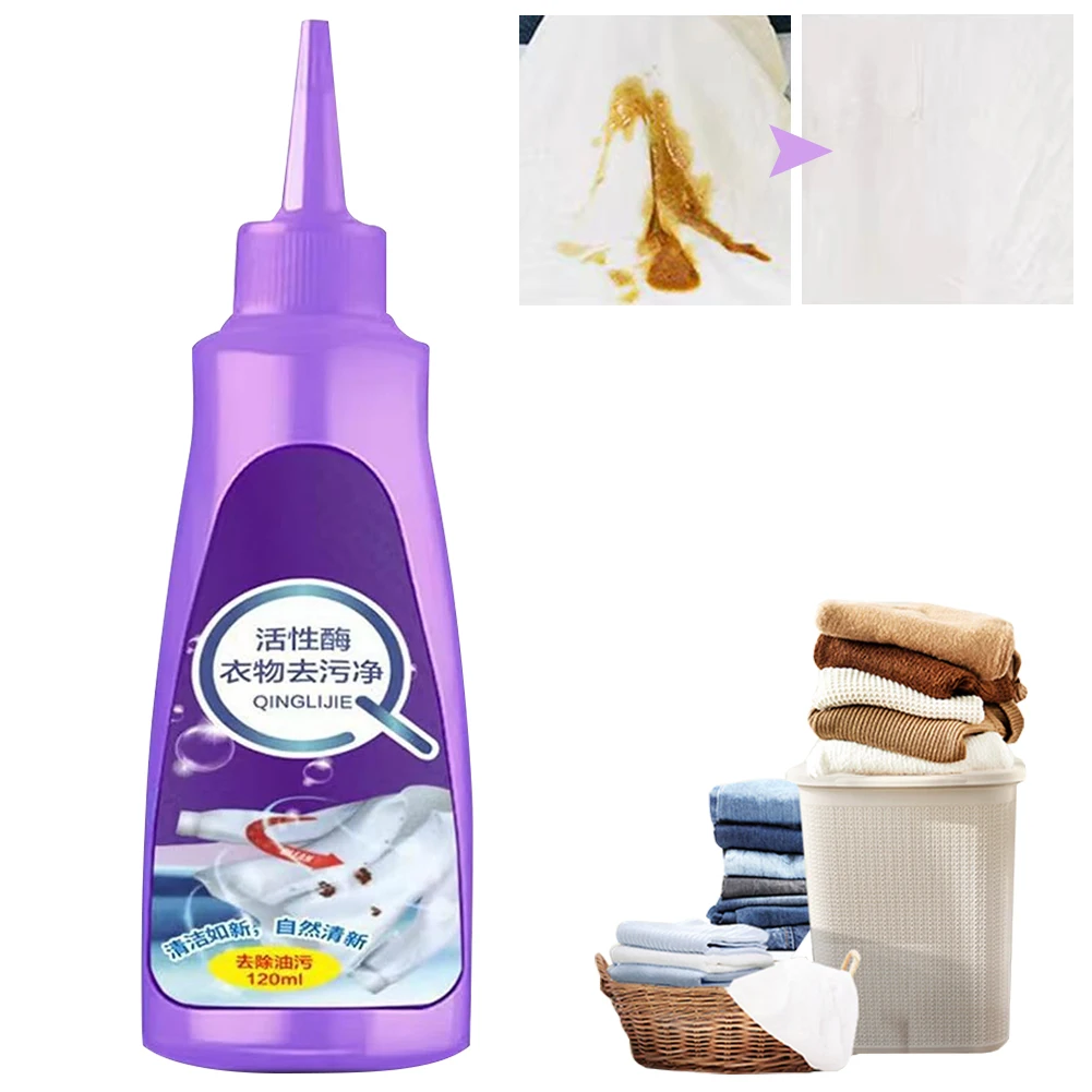 120 ML Active Enzyme Laundry Detergent Laundry Detergent Liquid High Efficiency Works on Most Coffee Mud Grease Oil Stain Remove