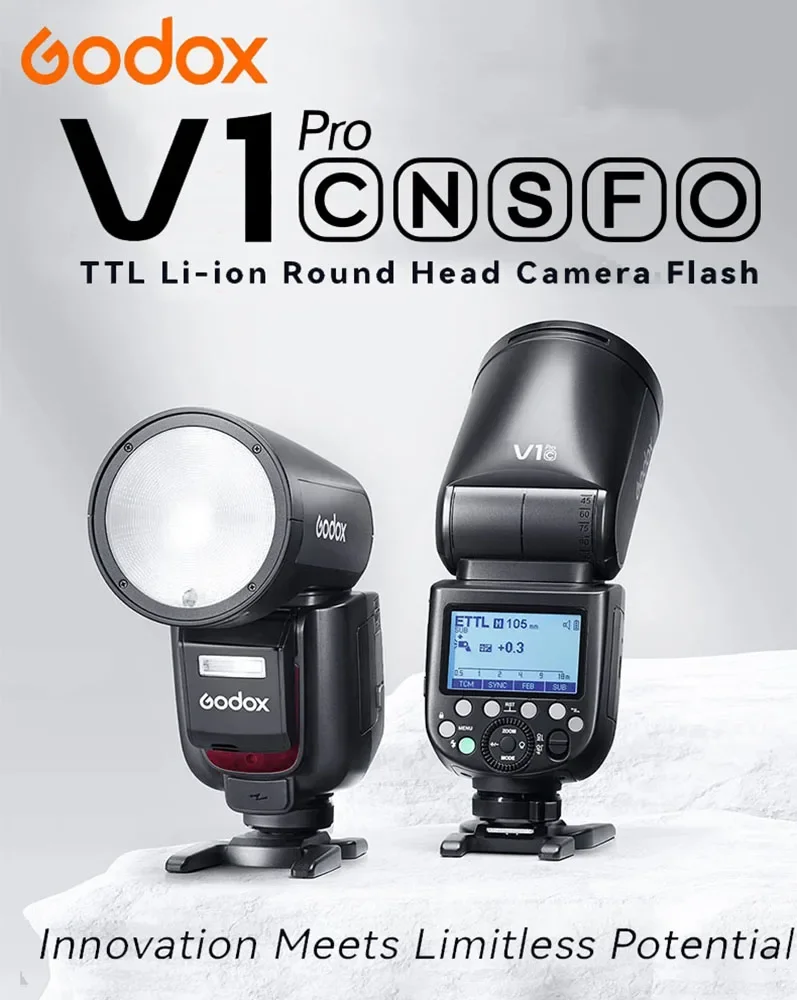 고독스 V1 Pro 플래시 V1 프로 TTL 리튬이온 라운드 헤드 카메라 무선 전송 스피드라이트 (캐논, 니콘, , 후지, 올림푸스 용)
