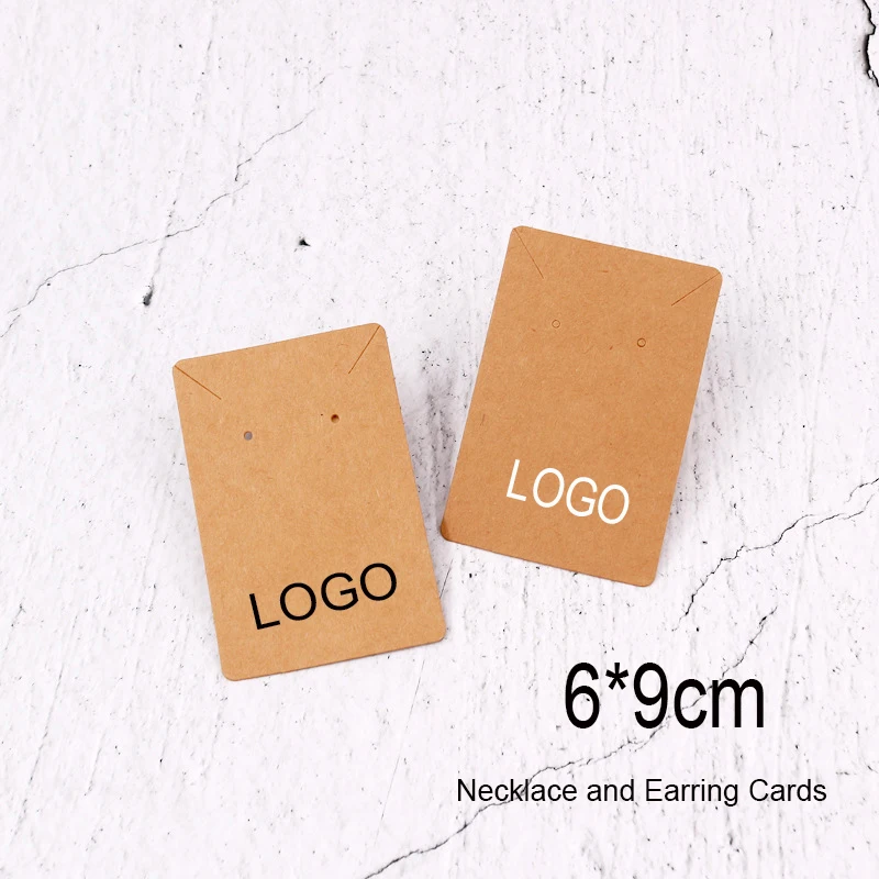 100pcs White Black Personalized Printing Logo Kraft Paper Jewelry