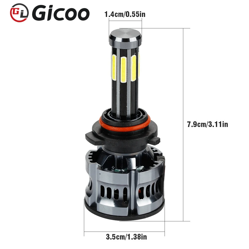 GICOO 360 LED Headlight Car Light Bulbs H4 H7 H11 8 sides 300W High Power HB3 9005 HB4 9006 H13 9007 Canbus Headlamp