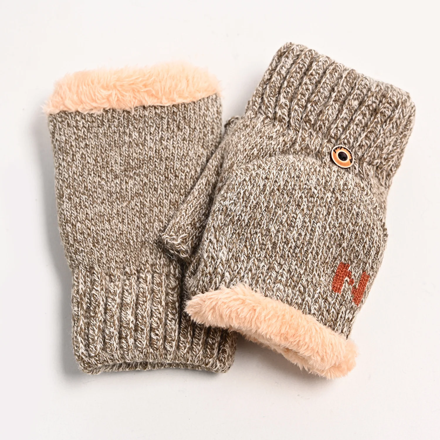 Fingerless Gloves Half Finger Gloves Warm Gloves Winter Wool Gloves Knitted Flip Exposed Finger Thick Women