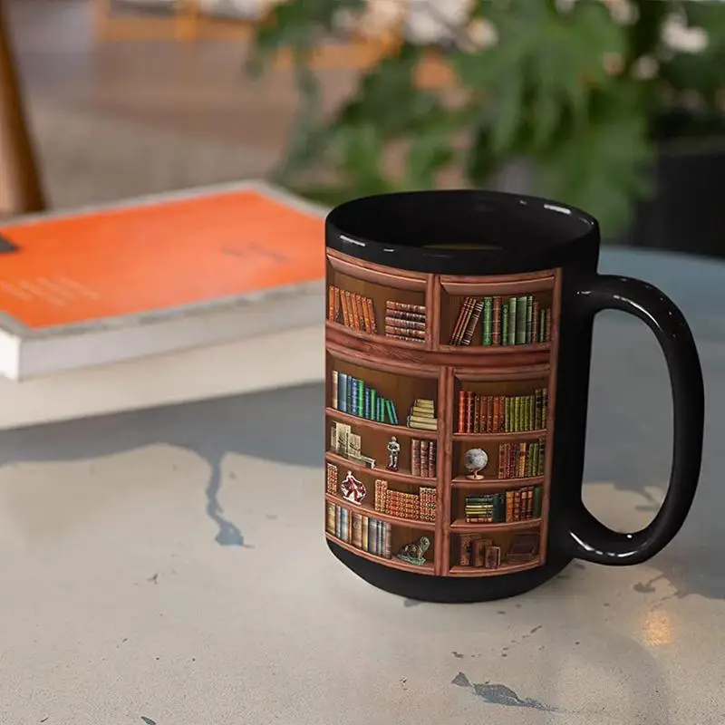 

Coffee Mug Library Bookshelf Design Bookkeeper Ceramic Tea Milk Coffee Mug Cup Home Drinkware Decoration Gift Accessories