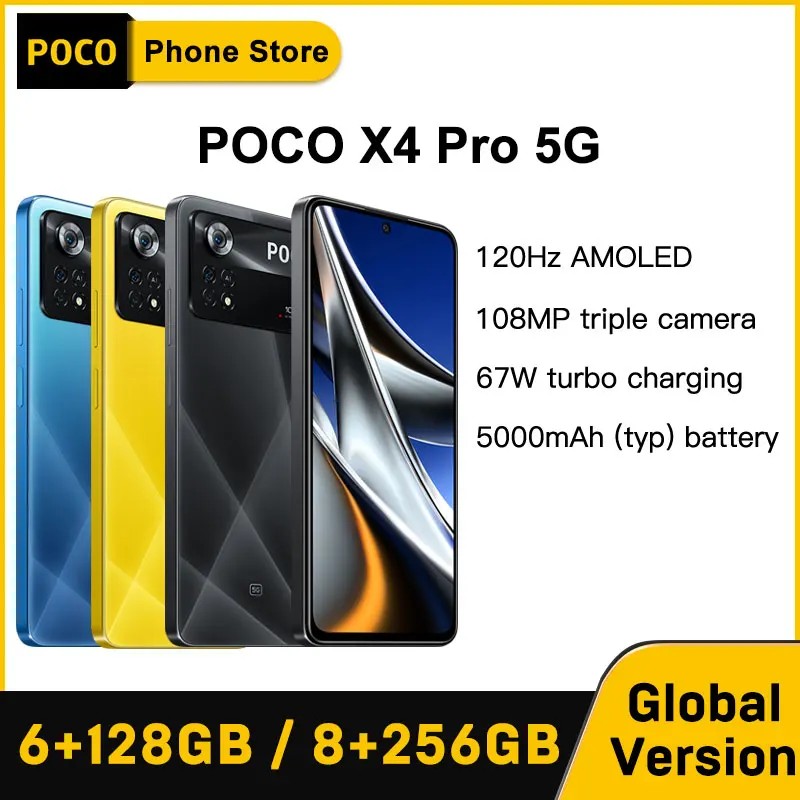 Global Version POCO X4 Pro 5G NFC 6GB 128GB/8GB 256GB Snapdragon 695 120Hz 67W Turbo Charging 108MP Triple Camera