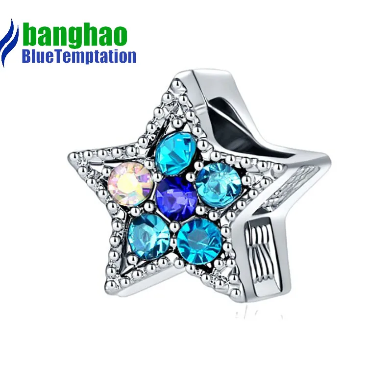 Wholesale DIY Fashion crystal Five stars Charm for making accessories for jewelry alloy pendants bracelets beads CTB750