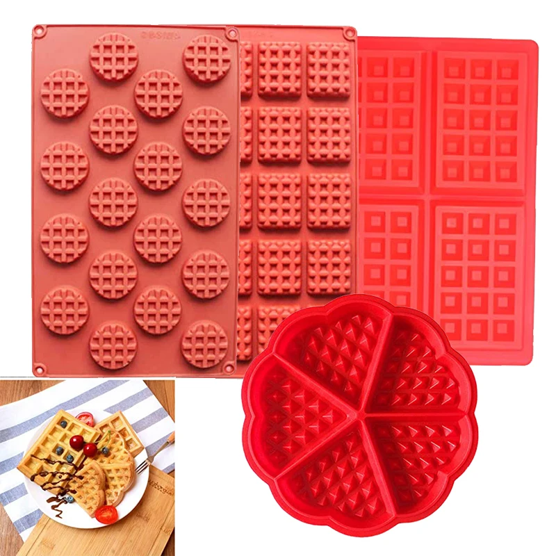

Waffle Silicone Mold For Baking Heart Cookie Chocolate Mould Mini Round Candy Makers Square Tray Wax Melts Cake Decorating Tools