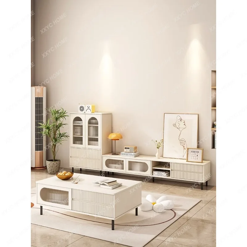 

Modern Simple Living Room Home Small Apartment Floor Table-Side Cabinet Coffee Table TV Stand Combination