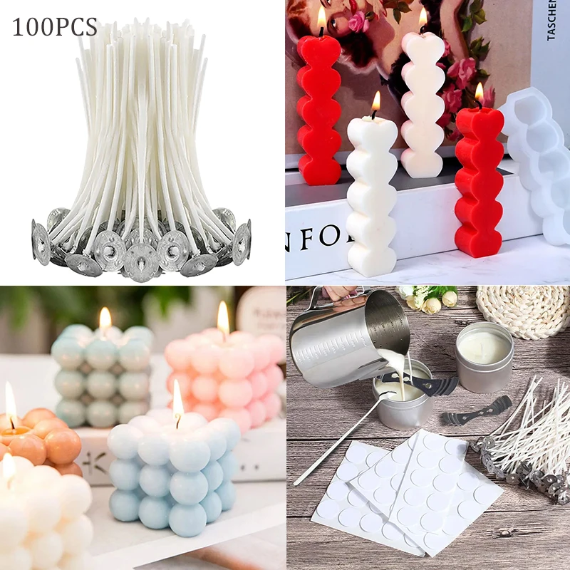 Candle Wicks 100Pcs 9/15/20cm Pre-Waxed Cotton Core DIY Handmade Candle Making Tool Christmas Party Decor