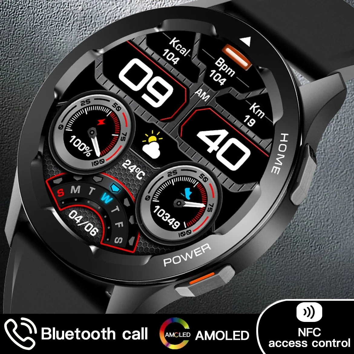 FOXBOX Men AMOLED HD Screen Smartwatch Clock Smartband Bracelet