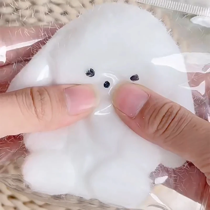 Cute Flocking Bunny Taba Squishy Stress Relief Decompression Toy Squeeze Plush Rabbit Anti Stress Fidget Toy For Adult Kids Gift 2