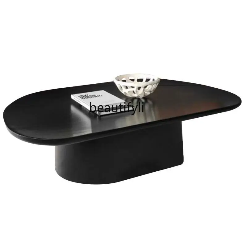 

Nordic Black Oak Coffee Italian Tea Coffee Table Living Room Side Table Oval Corner Table