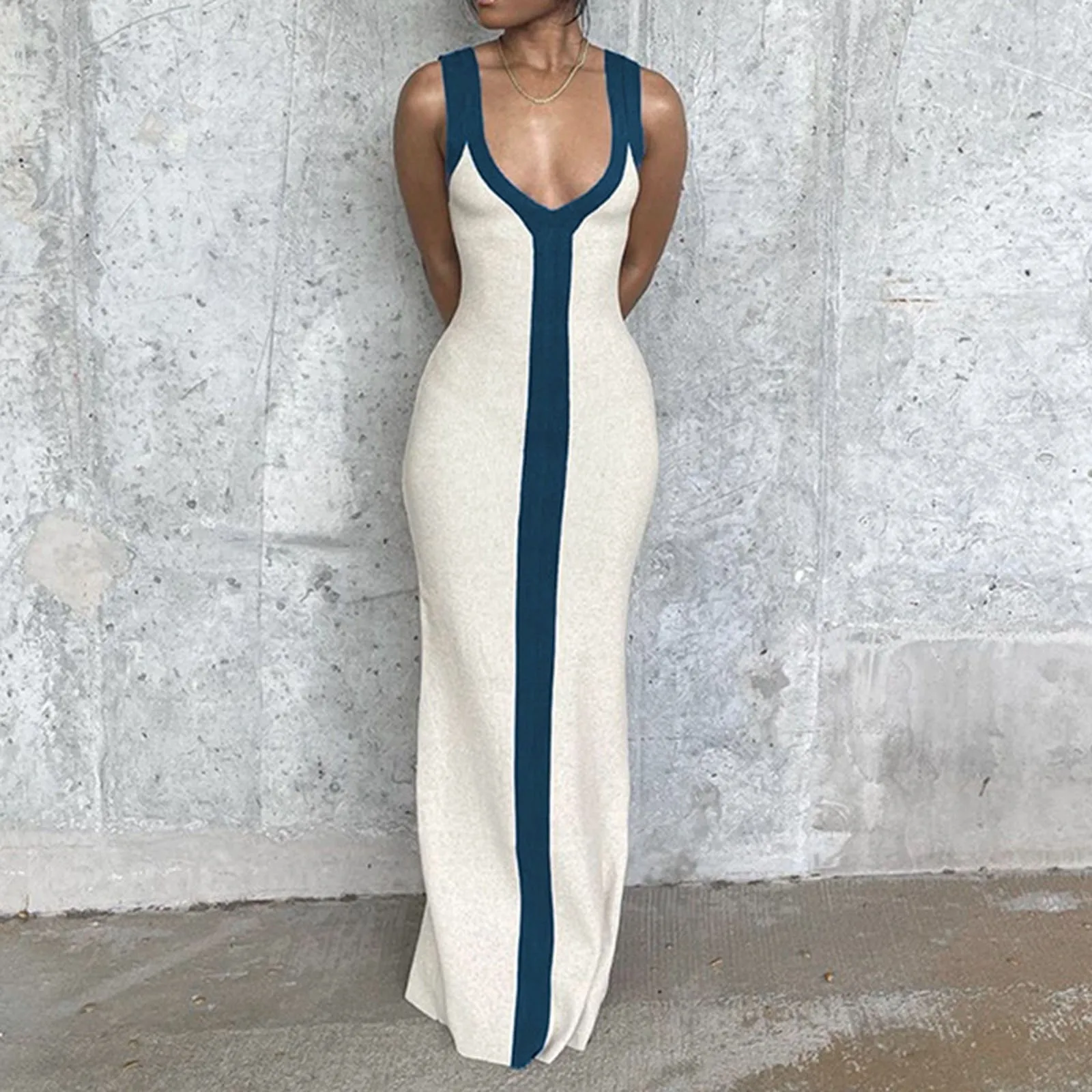 

2024 New Y2k Clothes Elegant Strap Sleeveless High Waist Slit Bodycon Evening Dress Sexy V Neck Corset Party Dress For Women