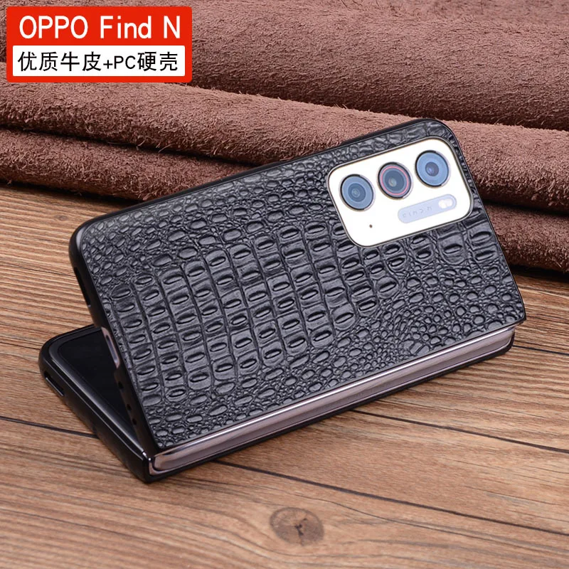 Hot Luxury Genuine Leather Wallet Business Phone Case For Oppo Find N Magicv Cover Credit Card Money Slot Cover Holster