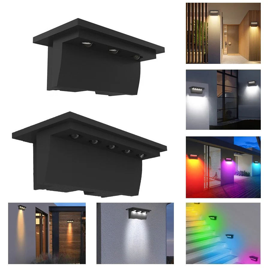 

2PCS Solar Energy Wall Light Outdoor Courtyard Waterproof 3/5LED Fence Lights Villa Garden Landscape Decorative Stair Step Lamp