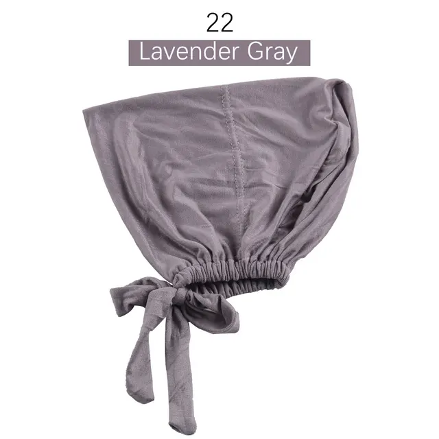 Muslim Women Elastic Tie Back Inner Hijab Caps Cotton Jersey Stretch Underscarf Modal Bonnet Headwrap Turbante Mujer 22