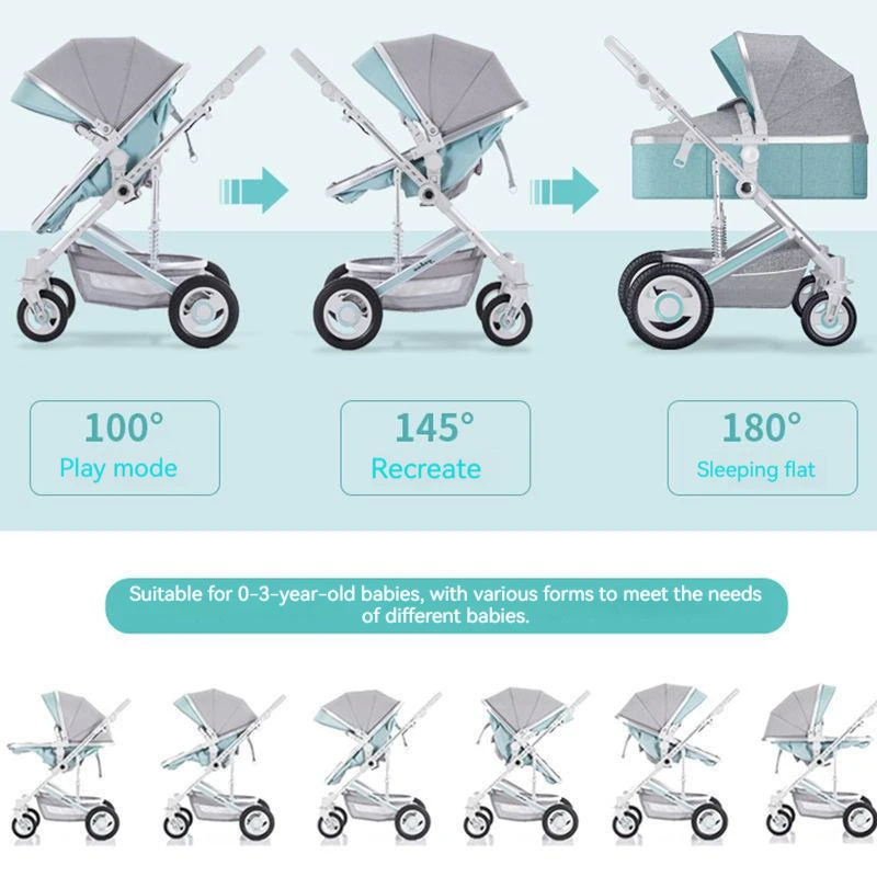 Lightweight Luxury Baby Stroller 2 in 1,Portable baby car,High Landscape Reversible Stroller,Gold Stroller Travel Pram,carriage