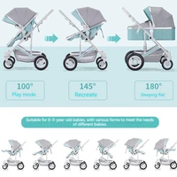 Poussette de Luxe Légère 2 en 1 pour Bébé, Voiture Portable, Haute, Réversible, Couleur Or, Landau de Voyage 4