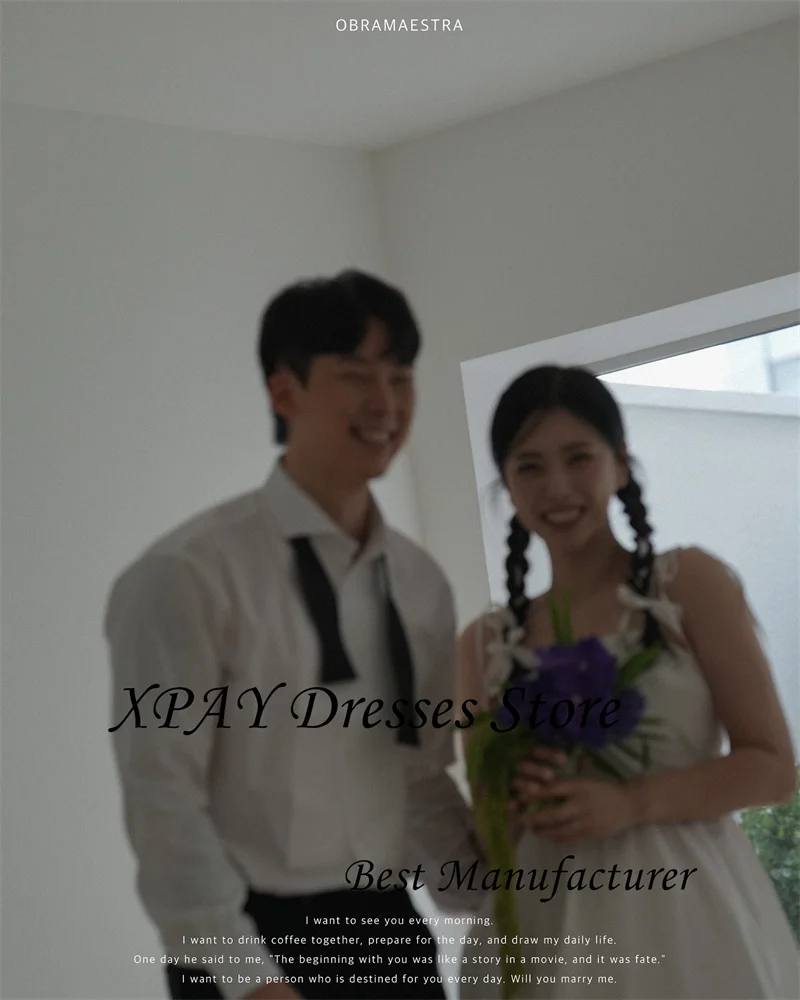XPAY Mini Sexy Summer Beach Wedding Party Dress Korea Photo shoot Short Spaghetti Straps Bride Short Gowns Customized 3