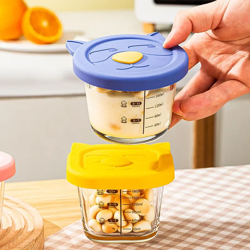Baby High Boron Glass Graduated Supplementary Food Bowl Supplementary Food Box grade High Appearance Preservation Box 200ml