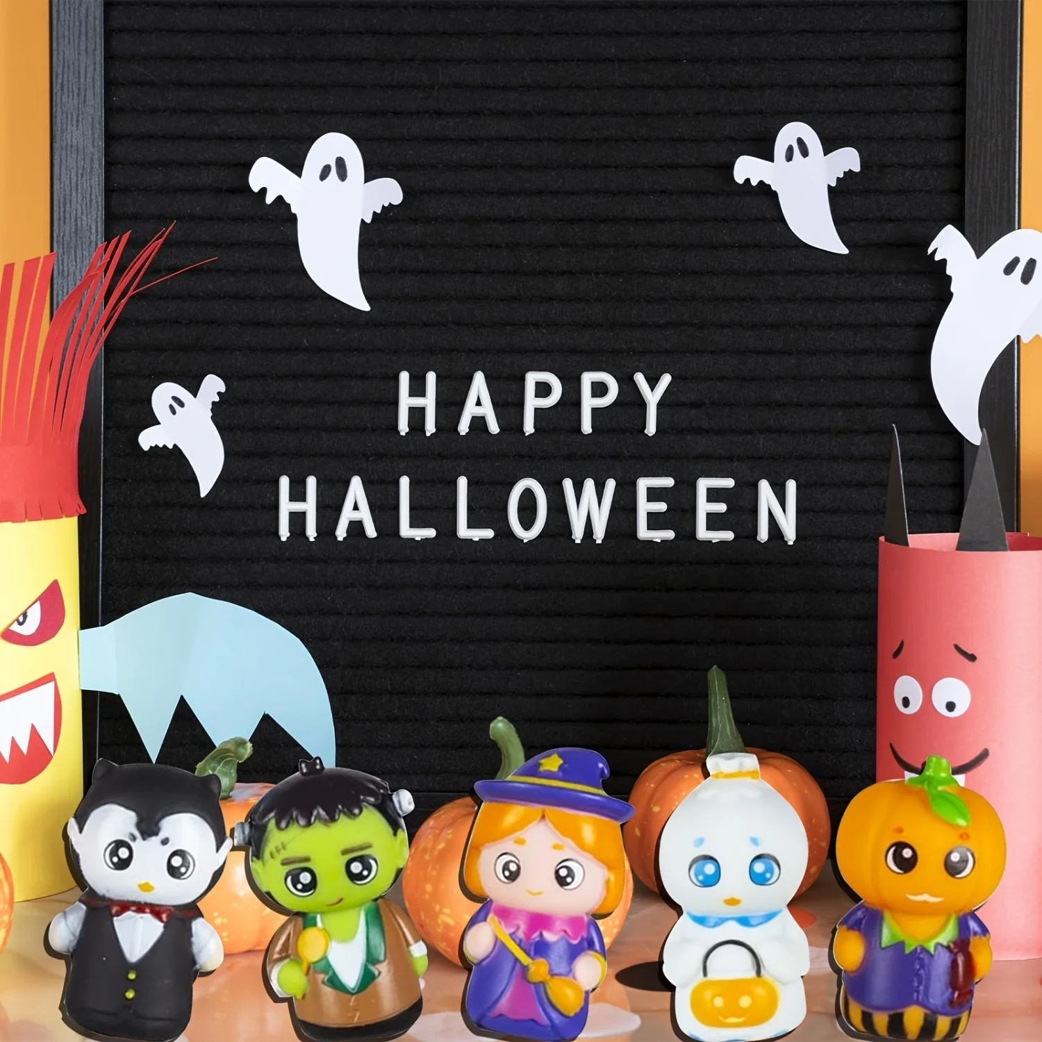Halloween Finger Puppets Ghost Vampire Witch Pumpkin Frankenstein Characters Finger Puppets Set for Party Favors Pretend Play 4