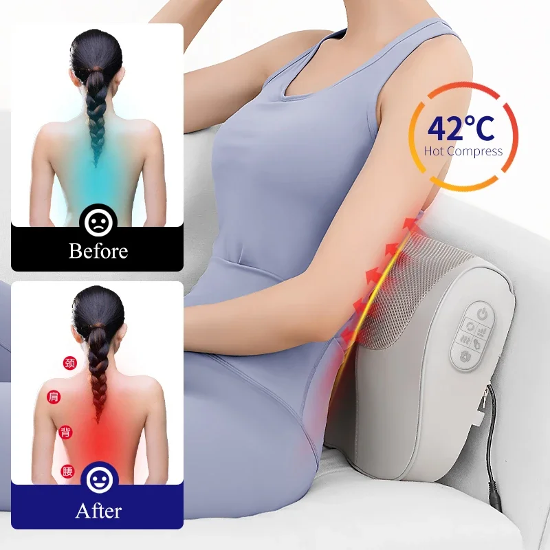 Cervical Massage Pillow Neck Massager with Hot Compress for Relaxation